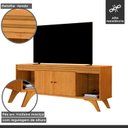 Ver imagem 3 de Rack Ripado para TV até 65 Polegadas 100% MDF 160cm Pés em Madeira Maciça 2 Portas Madrid Marrom