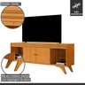 Rack para TV até 65 Polegadas 100% MDF 2 Portas 160cm Ripado Pés Madeira Maciça Madrid - 3