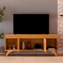Ver imagem 7 de Rack Ripado para TV até 65 Polegadas 100% MDF 160cm Pés em Madeira Maciça 2 Portas Madrid Marrom