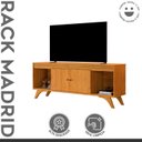 Ver imagem 2 de Rack Ripado para TV até 65 Polegadas 100% MDF 160cm Pés em Madeira Maciça 2 Portas Madrid Marrom