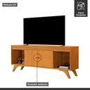Ver imagem 4 de Rack Ripado para TV até 65 Polegadas 100% MDF 160cm Pés em Madeira Maciça 2 Portas Madrid Marrom
