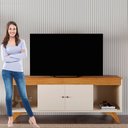 Ver mais imagens de Rack Ripado para TV até 65 Polegadas 100% MDF 160cm Pés em Madeira Maciça 2 Portas Madrid Bege