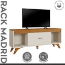 Ver imagem 2 de Rack Ripado para TV até 65 Polegadas 100% MDF 160cm Pés em Madeira Maciça 2 Portas Madrid Bege