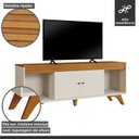 Ver imagem 3 de Rack Ripado para TV até 65 Polegadas 100% MDF 160cm Pés em Madeira Maciça 2 Portas Madrid Bege