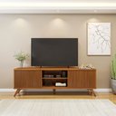 Ver imagem 1 de Rack Ripado para TV até 75 Polegadas 100% MDF 180cm Pés em Madeira Maciça 2 Portas de Correr Gaia