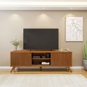 Ver imagem 2 de Rack para TV até 75 Polegadas 100% MDF com Ripado 2 Portas de Correr 180cm Pés Madeira Maciça Gaia