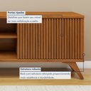 Ver imagem 6 de Rack para TV até 75 Polegadas 100% MDF com Ripado 2 Portas de Correr 180cm Pés Madeira Maciça Gaia