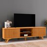 Rack para TV até 75 Polegadas 100% MDF com Ripado 2 Portas de Correr  180cm Pés Madeira Maciça Gaia - 2