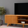 Rack para TV até 75 Polegadas 100% MDF com Ripado 2 Portas de Correr  180cm Pés Madeira Maciça Gaia - 8