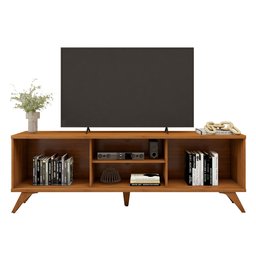 Rack Ripado para TV até 75 Polegadas 100% MDF 180cm Pés em Madeira Maciça 2 Portas de Correr Gaia - 4 Rack Ripado para TV até 75 Polegadas 100% MDF 180cm Pés em Madeira Maciça 2 Portas de Correr Gaia - 4
