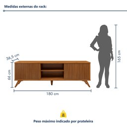 Rack Ripado para TV até 75 Polegadas 100% MDF 180cm Pés em Madeira Maciça 2 Portas de Correr Gaia - 5 Rack Ripado para TV até 75 Polegadas 100% MDF 180cm Pés em Madeira Maciça 2 Portas de Correr Gaia - 5
