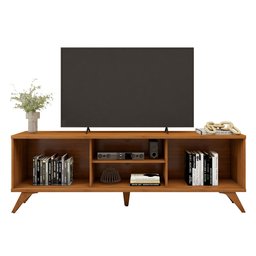 Rack para TV até 75 Polegadas 100% MDF com Ripado 2 Portas de Correr  180cm Pés Madeira Maciça Gaia - 3