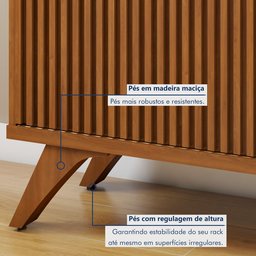 Rack Ripado para TV até 75 Polegadas 100% MDF 180cm Pés em Madeira Maciça 2 Portas de Correr Gaia - 9 Rack Ripado para TV até 75 Polegadas 100% MDF 180cm Pés em Madeira Maciça 2 Portas de Correr Gaia - 9