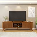 Ver imagem 2 de Rack para TV até 75 Polegadas 100% MDF Ripado 2 Portas de Correr Pés em Madeira Maciça 218cm Gaia