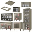 Ver imagem 4 de Cozinha Completa 7 Peças Connect Duna/cristal com Cristaleira e Aéreo Micro-ondas - Móveis Henn