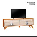 Ver imagem 5 de Rack para TV até 75 Polegadas 100% MDF 180cm Pés em Madeira Maciça Laqueado 2 Gavetas Áustria Marrom