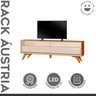 Rack para TV até 75 Polegadas Laqueado 100% MDF 2 Gavetas 180cm Led Fita Pés Madeira Maciça Áustria  - 2