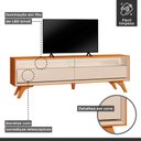 Ver imagem 4 de Rack para TV até 75 Polegadas 100% MDF 180cm Pés em Madeira Maciça Laqueado 2 Gavetas Áustria Marrom