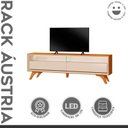 Ver imagem 2 de Rack para TV até 75 Polegadas 100% MDF 180cm Pés em Madeira Maciça Laqueado 2 Gavetas Áustria Marrom