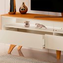 Ver mais imagens de Rack para TV até 75 Polegadas 100% MDF 180cm Pés em Madeira Maciça Laqueado 2 Gavetas Áustria Marrom