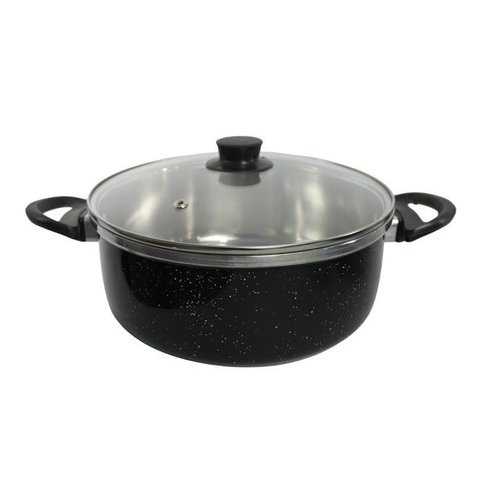 Caçarola Alumínio Tampa Vidro Alça Baquelite Preto 22cm