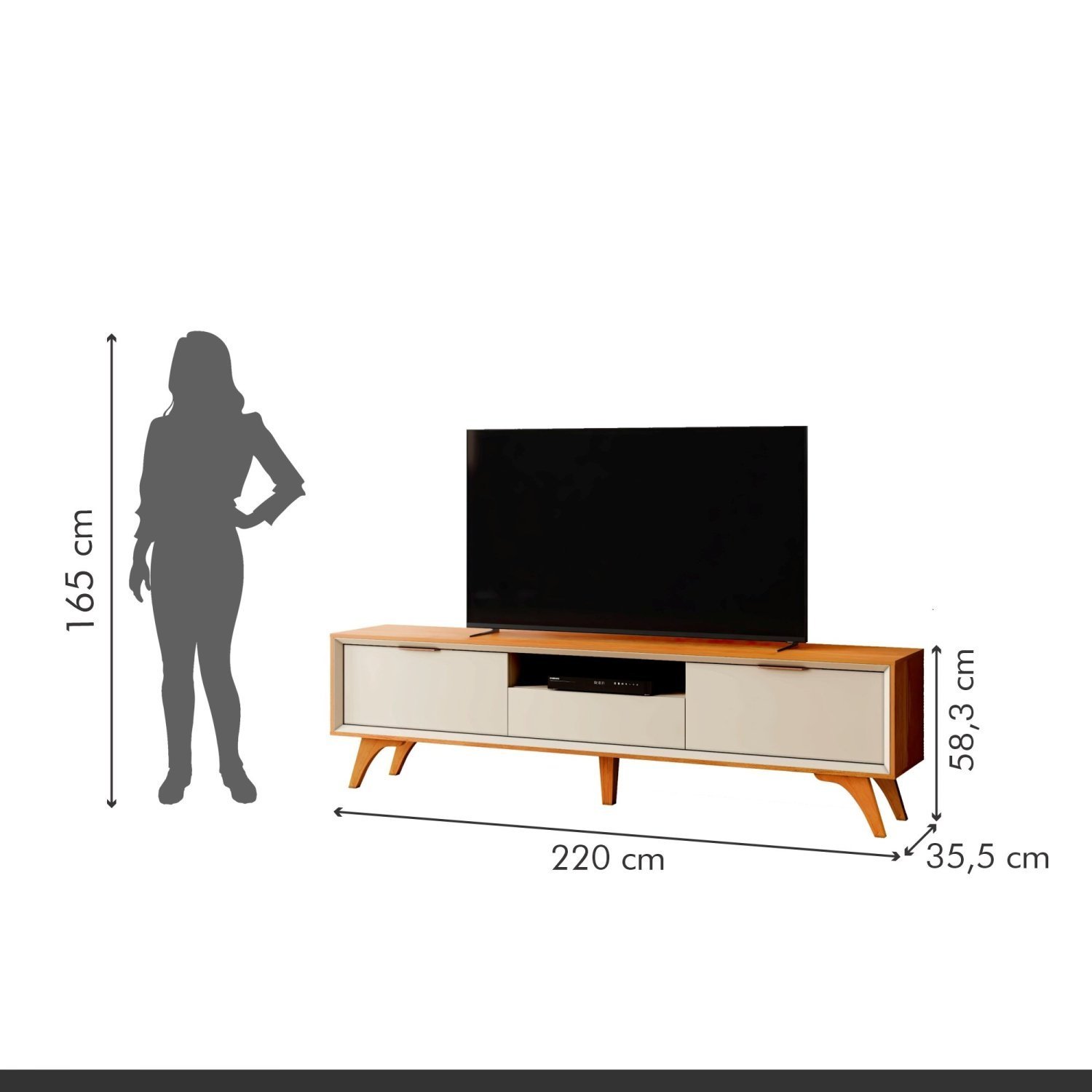 Rack para Tv até 75 Polegadas 3 Gavetas 220cm Austria - 6