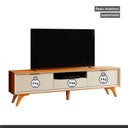 Ver imagem 5 de Rack para TV até 75 Polegadas 100% MDF 220cm Pés em Madeira Maciça Laqueado 3 Gavetas Áustria Marrom