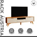 Ver imagem 2 de Rack para TV até 75 Polegadas 100% MDF 220cm Pés em Madeira Maciça Laqueado 3 Gavetas Áustria Marrom