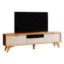Ver mais imagens de Rack para TV até 75 Polegadas 100% MDF 220cm Pés em Madeira Maciça Laqueado 3 Gavetas Áustria Marrom