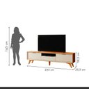 Ver imagem 6 de Rack para TV até 75 Polegadas 100% MDF 220cm Pés em Madeira Maciça Laqueado 3 Gavetas Áustria Marrom
