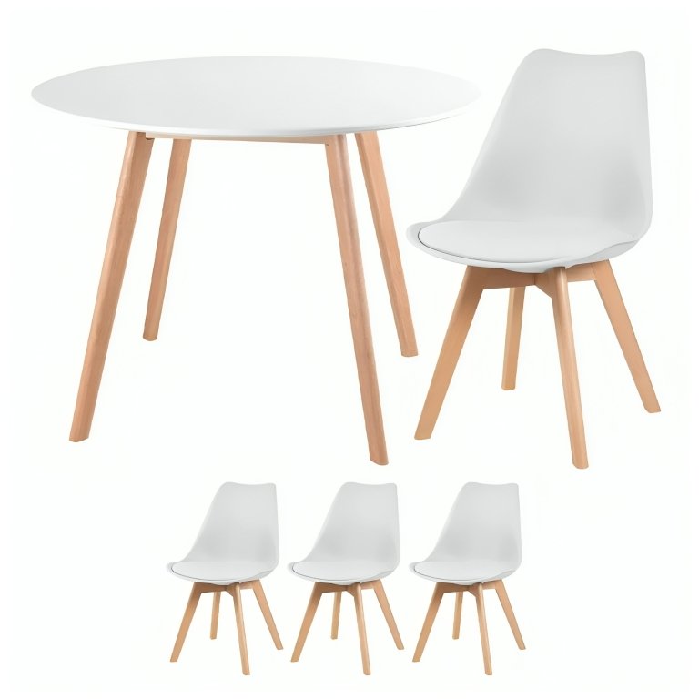 Conjunto Mesa Leda Branca 90cm com Cadeiras – Leveza e Modernidade