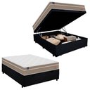 Ver imagem 1 de Cama Box Baú Casal Suede + Colchão Lis Molas Ensacadas Superpocket Plumatex 138x188x64cm Cor:preto