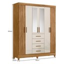 Ver imagem 4 de Guarda Roupa Solteiro Aruba 6 Portas e 4 Gavetas Freijó/off White com Espelho - Moval