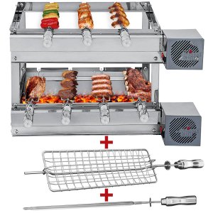 Churrasqueira Giratória Artinox Grill com 7 Espetos, 2 andares e 2 Motores Bivolt do Lado Direito + 