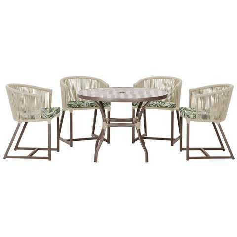 Mesa com 4 Cadeiras e Noronha Estofado 5 Trama Original Rami