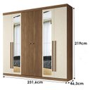 Ver imagem 2 de Guarda Roupa Casal Ripado 6 Portas Buriti com Espelho e Cômoda Havana Master com Rodizio Jatobá