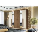 Ver imagem 6 de Guarda Roupa Casal Ripado 6 Portas Buriti com Espelho e Cômoda Havana Master com Rodizio Jatobá