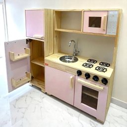 Fogão Cozinha Infantil de Pinus Rosa - 4