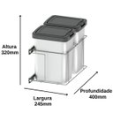 Ver imagem 3 de Lixeira Dupla para Cozinha Suprema Corrediça Deslizante Lateral 9 litros Embutir Dimec