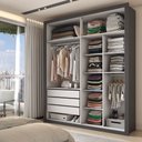 Ver imagem 2 de Guarda-roupa Solteiro Severo 4 Portas 3 Gavetas com Espelho Preto - Panorama Móveis