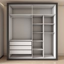 Ver imagem 5 de Guarda-roupa Solteiro Severo 4 Portas 3 Gavetas com Espelho Preto - Panorama Móveis