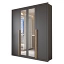 Ver imagem 3 de Guarda-roupa Solteiro Severo 4 Portas 3 Gavetas com Espelho Preto - Panorama Móveis