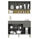 Ver imagem 3 de Armário de Cozinha e Balcão com Tampo 150cm Lina K02 Gris/Freijó - Mpozenato