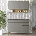 Ver imagem 2 de Armário de Cozinha e Balcão com Tampo 150cm Lina K02 Gris/Freijó - Mpozenato