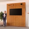 Painel para TV até 75 Polegadas 100% MDF  228cm X 250cm Ripado sem Led com Prateleira Paris - 6