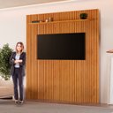 Ver imagem 6 de Painel para TV até 75 Polegadas 100% MDF 228cm X 250cm Ripado sem Led com Prateleira Paris