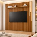 Ver imagem 1 de Painel Ripado para TV até 75 Polegadas 100% MDF com LED 228CMX250CM com Prateleira Paris Marrom