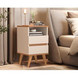 Mesa de Cabeceira Retrô Pés Palito Pop - Varias Cores - Off White/frejó - 2