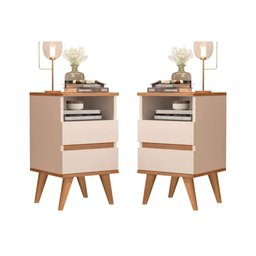 Mesa de Cabeceira Retrô Pés Palito Pop - Varias Cores - Off White/frejó - 3