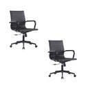 Ver imagem 1 de Kit com 2 Cadeiras Escritório Diretor Giratória Couro Ecológico/Aço Cromado Manhattan Black - Preto